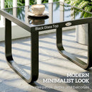 Outsunny Garden Coffee Table Outdoor Side Table with Glass Top Black