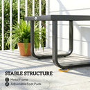Outsunny Garden Coffee Table Outdoor Side Table with Glass Top Black