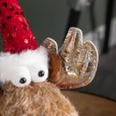 35cm Sitting Plush Golden Prancer Christmas Reindeer Decoration