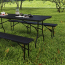 Outsunny  Effect Folding Picnic Table and Bench Set w/ Handles, Black