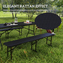 Outsunny  Effect Folding Picnic Table and Bench Set w/ Handles, Black