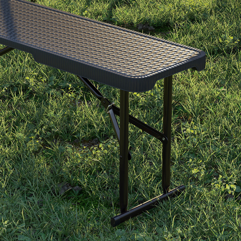 Outsunny  Effect Folding Picnic Table and Bench Set w/ Handles, Black