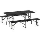 Outsunny  Effect Folding Picnic Table and Bench Set w/ Handles, Black