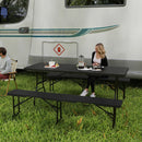 Outsunny  Effect Folding Picnic Table and Bench Set w/ Handles, Black