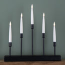 32cm Battery Operated Light Up Black Metal Christmas Candlebridge With 5 Warm White LEDs