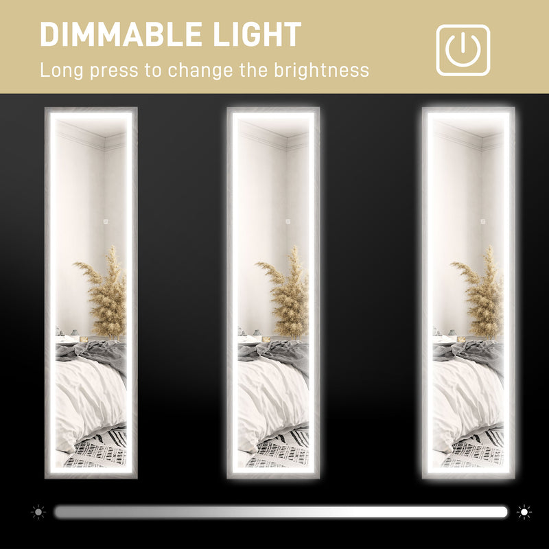 HOMCOM Dimming Full Length Mirror w/ Lights Standing Leaning Wall Mount