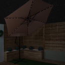 Samuel Alexander 3m Solar Powered Cantilever Lit Banana Garden Parasol With Crank Handle & White LED Lights In Beige