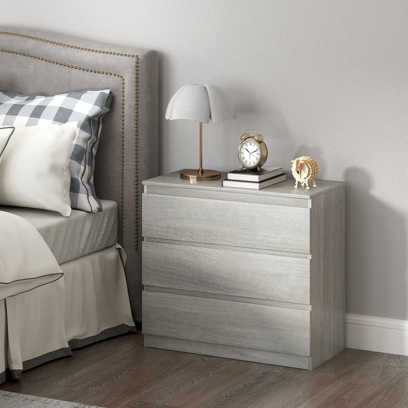 HOMCOM Chest of Drawers, 3 Drawer Storage Cabinet Unit for Bedroom, Grey