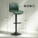 HOMCOM Barstools Set Of 2, Dining Stools With Backrest And Footrest, Green