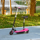 HOMCOM Folding Ride On Powered Scooter W/ Warning Bell For Age 4-14 Years - Red/Pink