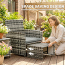 Outsunny 6 Piece Rattan Garden Furniture Set with Nesting Tables, Grey