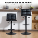 HOMCOM Bar Stools Set Of 2 Swivel Height Adjustable Barstools Black