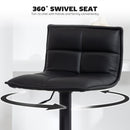 HOMCOM Bar Stools Set Of 2 Swivel Height Adjustable Barstools Black