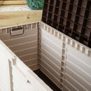 440L Heavy Duty Garden Patio Storage Box with Lockable Sit on Lid in Brown