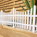 33cm Set of 4 White Plastic Picket Fence Garden Edging with Wood Effect