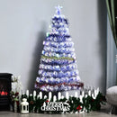 HOMCOM Artificial Fibre Optic Christmas Tree with Star Topper 6ft - White
