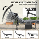 Outsunny Folding Sun Loungers Set Of 2, Sun Bed With Canopy, Light Grey