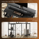 HOMCOM Computer Desk Reversible Home Office Desk With Storage Grey