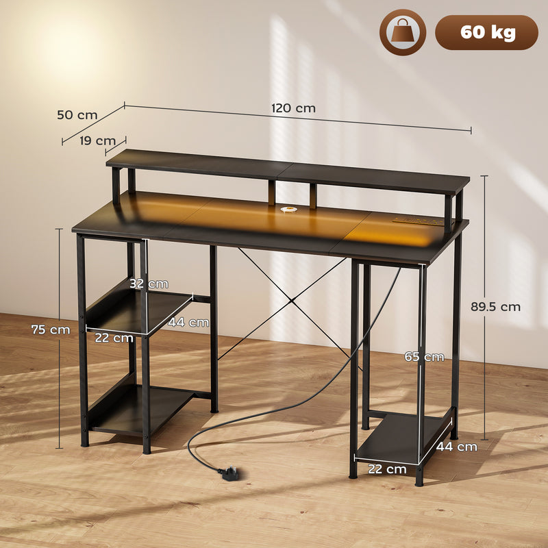 HOMCOM Computer Desk Reversible Home Office Desk with Storage Grey