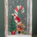 29cm Battery Powered Light up Antique Lantern Christmas Water Spinner with Snowy Mouse Scene