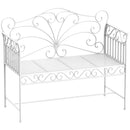Outsunny Garden Bench Outdoor Furniture 2 Seater Park Seating w/ Backrest White