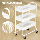 HOMCOM 3-Tier Storage Trolley, Storage Cart With Mesh Backets, Wheels, White
