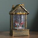 20cm Dual Powered Light up Christmas House Water Spinner with Santa in Sleigh Scene and LEDs