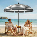 Outsunny 1.8 m Beach Umbrella Parasol with Sand Anchor, Tilt, Grey/White