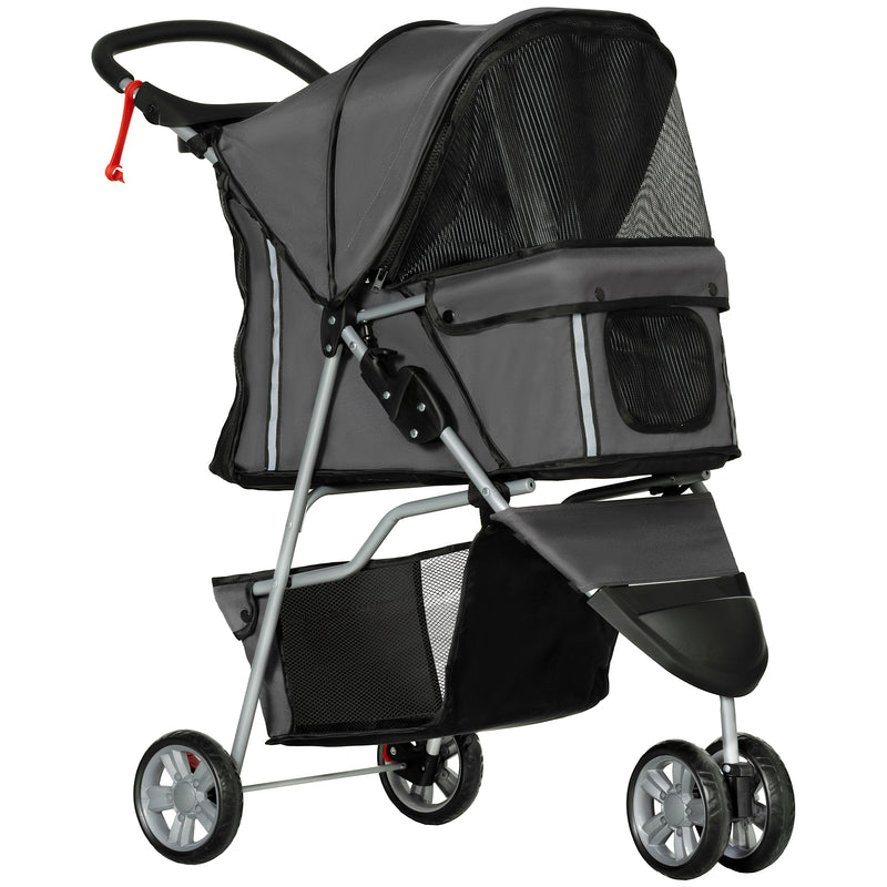 pawhut 3 wheel dog stroller PawHut Pet Stroller Pushchair Carrier For Cat Puppy With 3 Wheels Dark