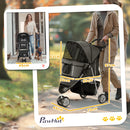 PawHut Pet Stroller Pushchair Carrier for Cat Puppy with 3 Wheels Dark Grey