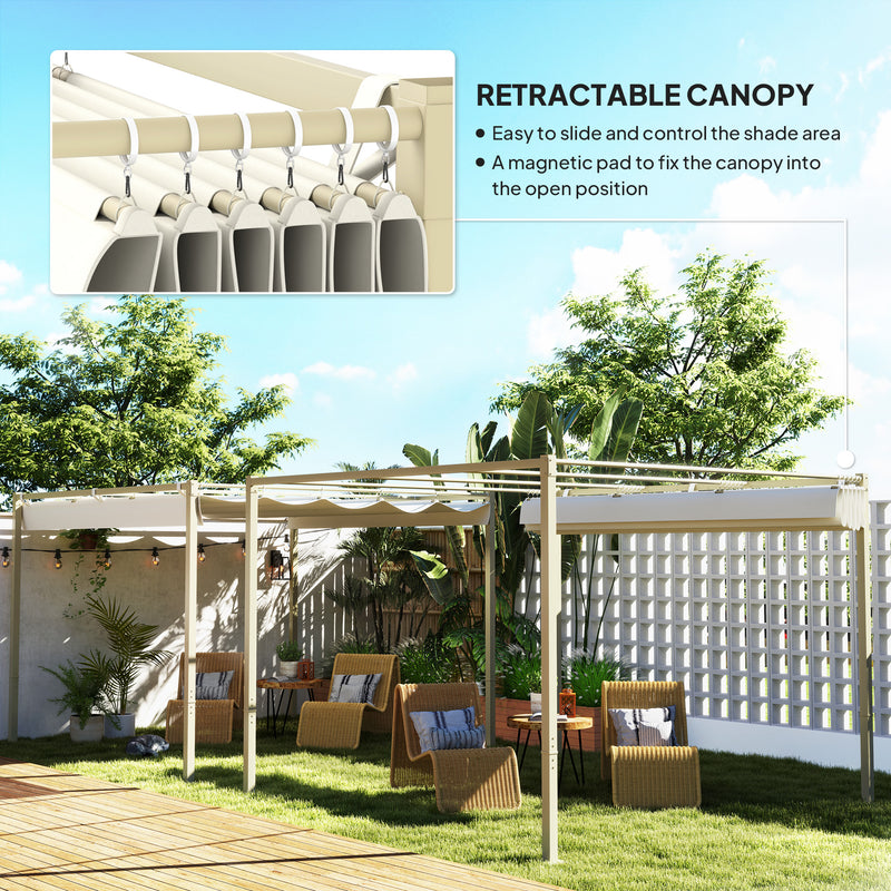 Outsunny 3 X 3(m) Garden Pergola With Retractable Roof, UPF30+