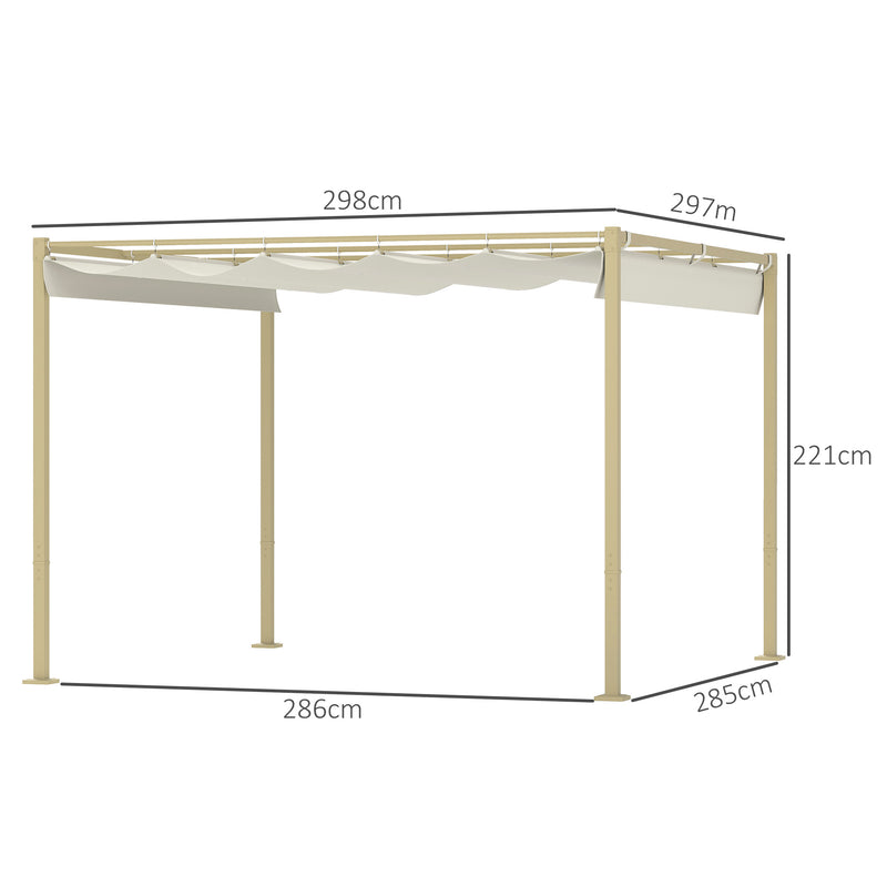 Outsunny 3 X 3(m) Garden Pergola With Retractable Roof, UPF30+