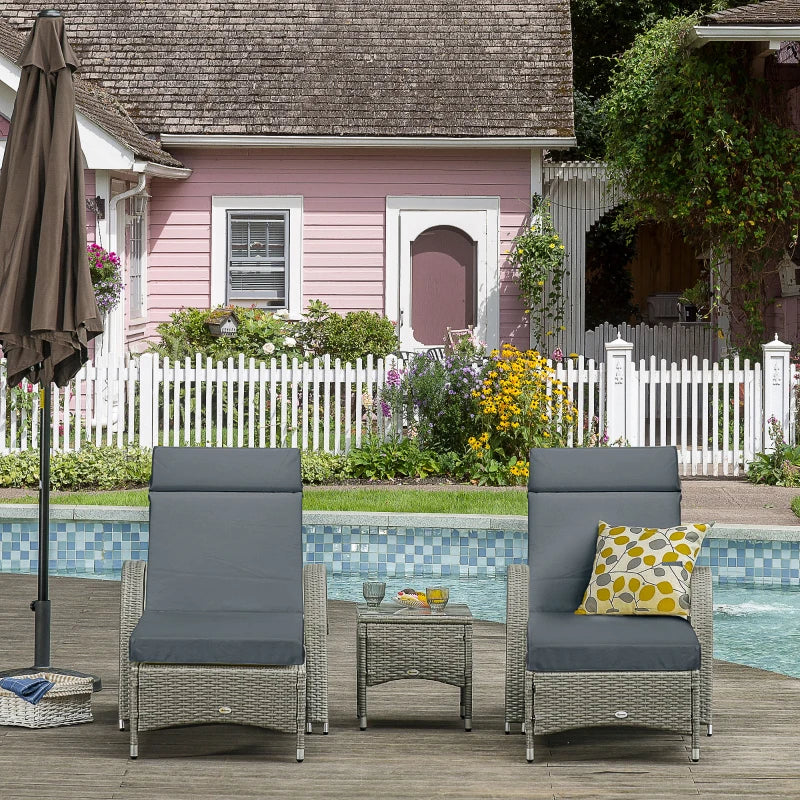 Outsunny Set of 2 Lounger Cushions Dark Grey