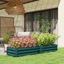 Outsunny Set of 2 Galvanised Raised Garden Bed, Green