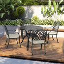 Outsunny 4 Seater Outdoor Dining Set With Cushions Parasol Hole Cast Aluminium