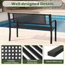 2-3-Persons Outdoor Garden Bench with Patterned Backrest and Curved Armrests-Black