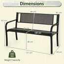 2-3-Persons Outdoor Garden Bench with Patterned Backrest and Curved Armrests-Black