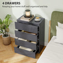HOMCOM Bedroom Chest of Drawers, High Gloss 4 Drawers Dresser, Grey