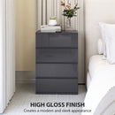 HOMCOM Bedroom Chest of Drawers, High Gloss 4 Drawers Dresser, Grey