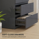 HOMCOM Bedroom Chest of Drawers, High Gloss 4 Drawers Dresser, Grey