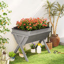 Outsunny Wooden Planter Raised Bed Stand Vegetable Flower Bed, Light Grey