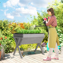Outsunny Wooden Planter Raised Bed Stand Vegetable Flower Bed, Light Grey