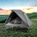 2-Person Camping Cot Tent Foldable Off-Ground Camping Combo for Adults-Grey