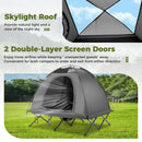2-Person Camping Cot Tent Foldable Off-Ground Camping Combo for Adults-Grey