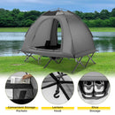 2-Person Camping Cot Tent Foldable Off-Ground Camping Combo for Adults-Grey
