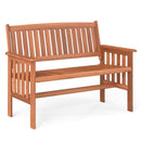 Two Person Outdoor Wood Garden Bench with Backrest Armrests and Slatted Seat
