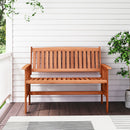 Two Person Outdoor Wood Garden Bench with Backrest Armrests and Slatted Seat