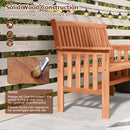 Two Person Outdoor Wood Garden Bench with Backrest Armrests and Slatted Seat