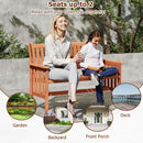 Two Person Outdoor Wood Garden Bench with Backrest Armrests and Slatted Seat