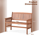 Two Person Outdoor Wood Garden Bench with Backrest Armrests and Slatted Seat